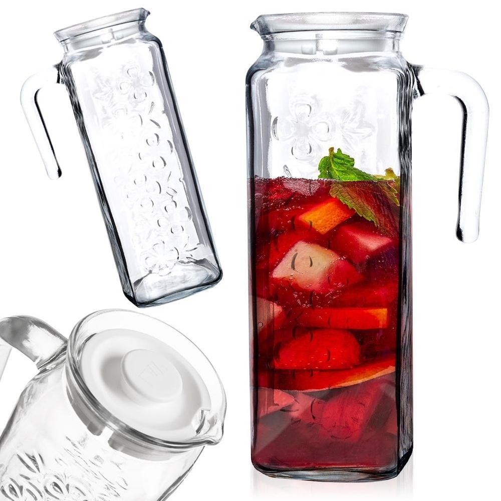 Glass Beverage Jug with Lid 1.1L