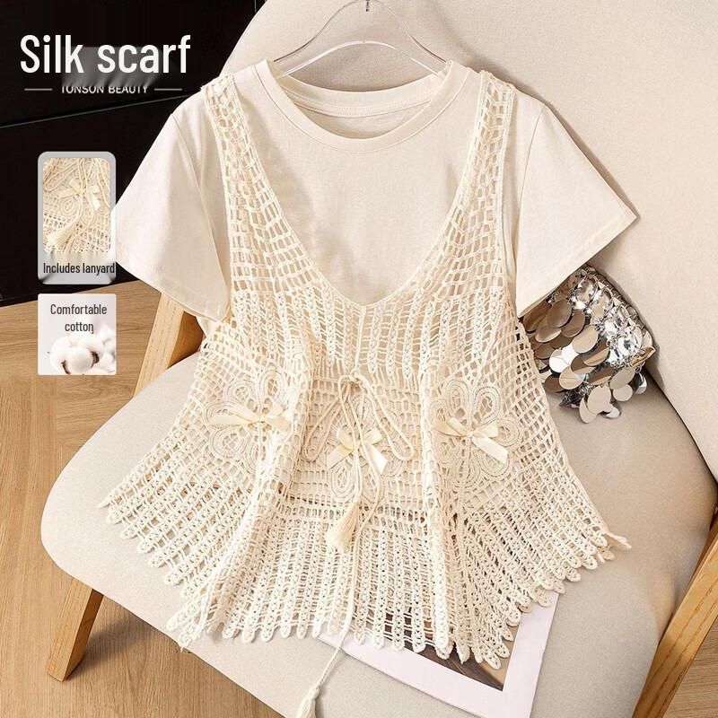 Women s Cotton Hollow Knit Vest Top One Size