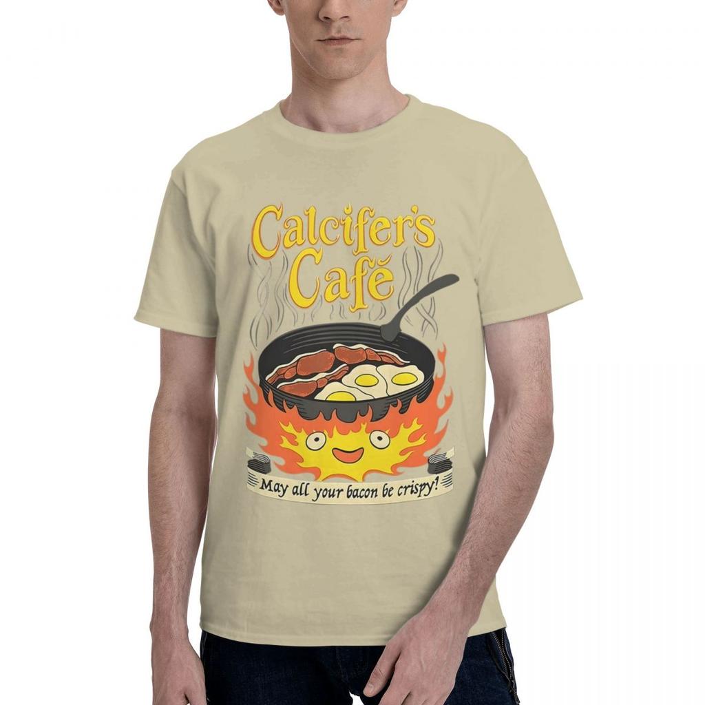 Calcifers Cafe May All Your Bacon Eggs Be Crispy Cooking 100 Cotton Casual Breathable Confortable Top Football Shirts 2025