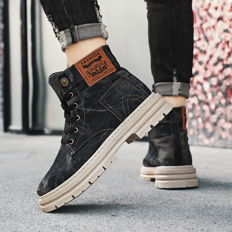Men's Retro Denim Patchwork Comfortable and Versatile Outdoor Casual Sneakers