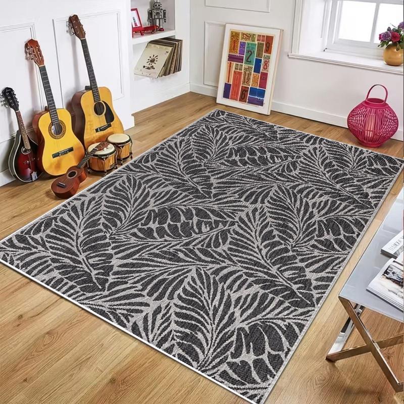 Tropical Palm Leaf Print Area Rug Large Carpet for Living Room Bedroom Hallway Entryway Kitchen Decorative Floor Mat 40X60CM
