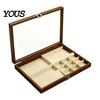 Velvet-lined Jewelry Holder Ring Storage Box, Durable Wood with Compartmentalized Design, Soft Travel Organizer Box Velvet Interior Multi-grid