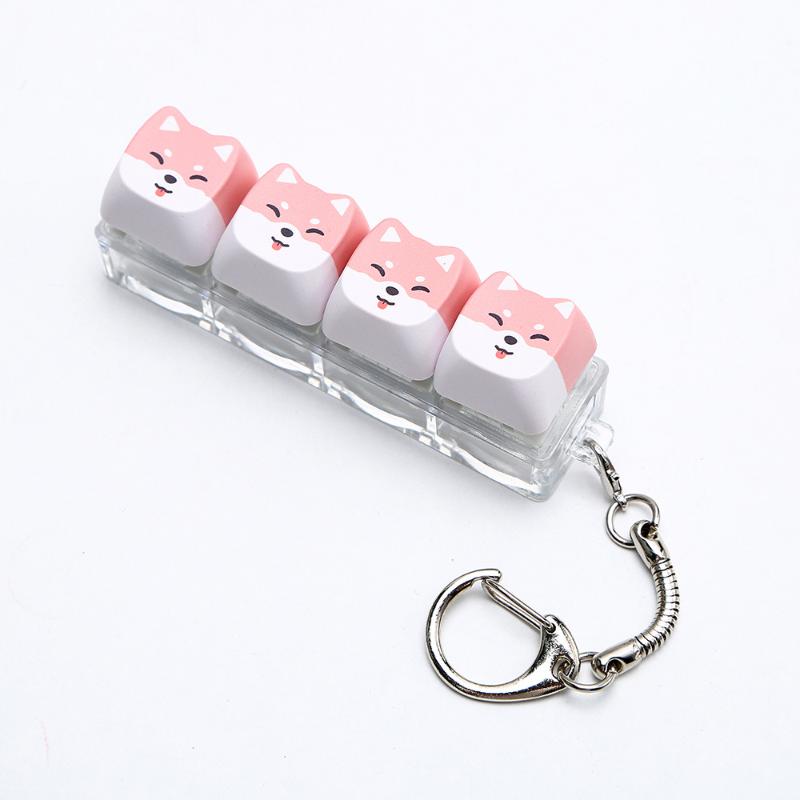 Cute Cat Shaped Keycap Keychain Adorable Cartoon Design Durable Key Charm for Backpack Gaming Peripheral Lover Gift