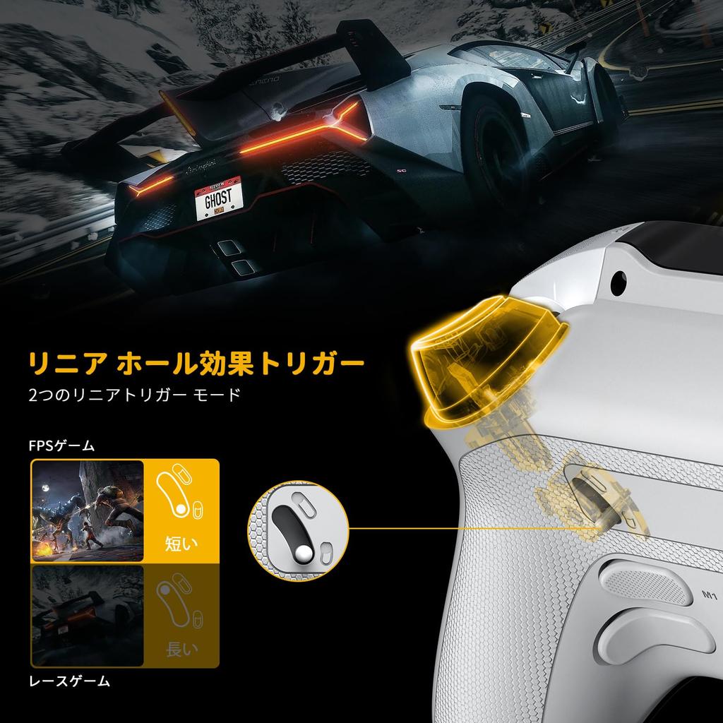 ManbaOne V2 PC-Controller mit LCD-Schalter 2-Loch-Loch Rapid Fire Kompatibel mit Switch und 1800mAh 4 Rückseite Kabelgebundene oder Kabellose Verbindung Multifunktion