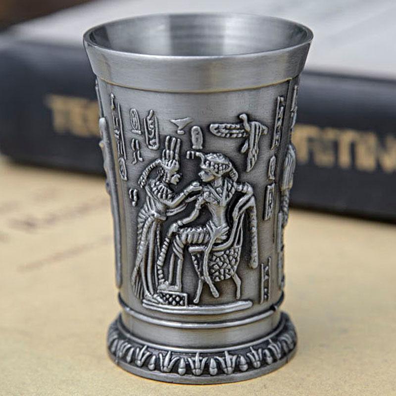 Creative European Retro Wine Glass Zinc Alloy Egyptian Wine Glass Ancient Egypt Wine Glass Metal Crafts Christmas Halloween Gift