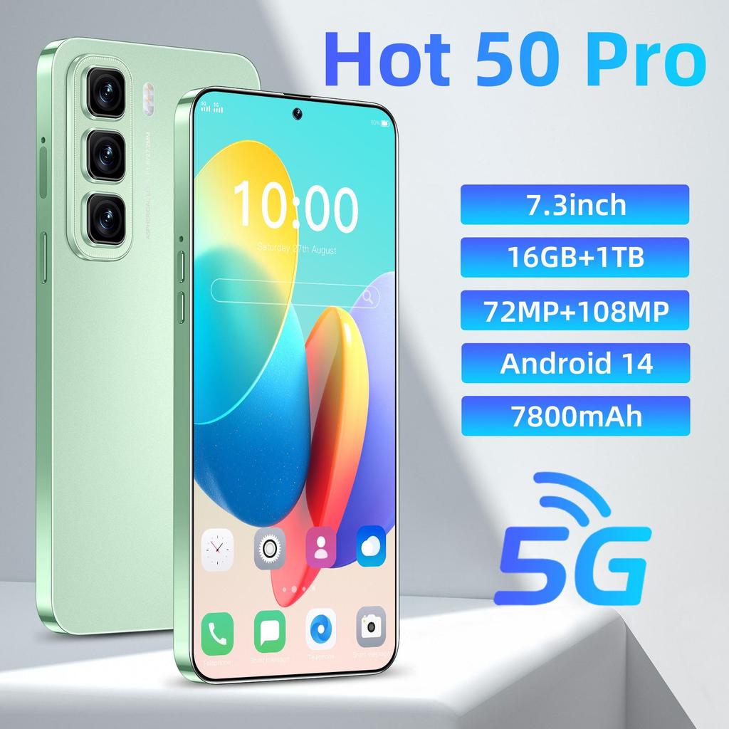 Introducing the New Hot 50 Pro Mobile Phone: 16+1T, 7.3" Large Screen, 5G Smart Connectivity.