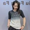 Heavyweight Diamond-Set Silk Short-Sleeved Women's Summer New Style Knitted Shirt with Gradual Color Round Neck Pullover T-Shirt