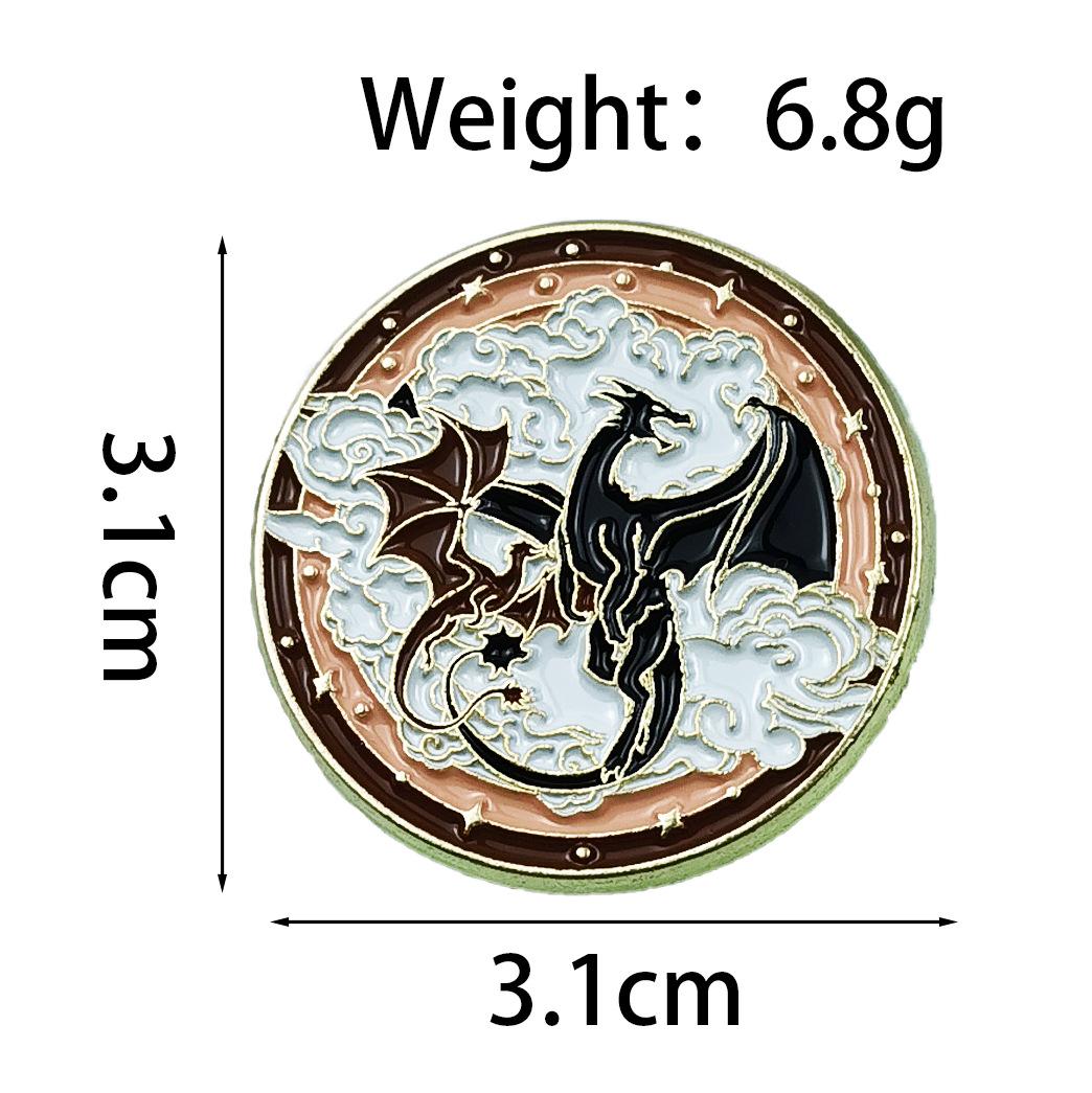 Fairy Tale Dragon & Cloud Metal Brooch Badge