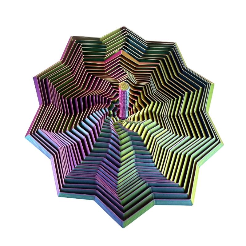 3D Printed Star Fractals Hexagon with Handle Whirling Spirals Design,Star Shape Fidgety Toy Decorative Ornament Gift
