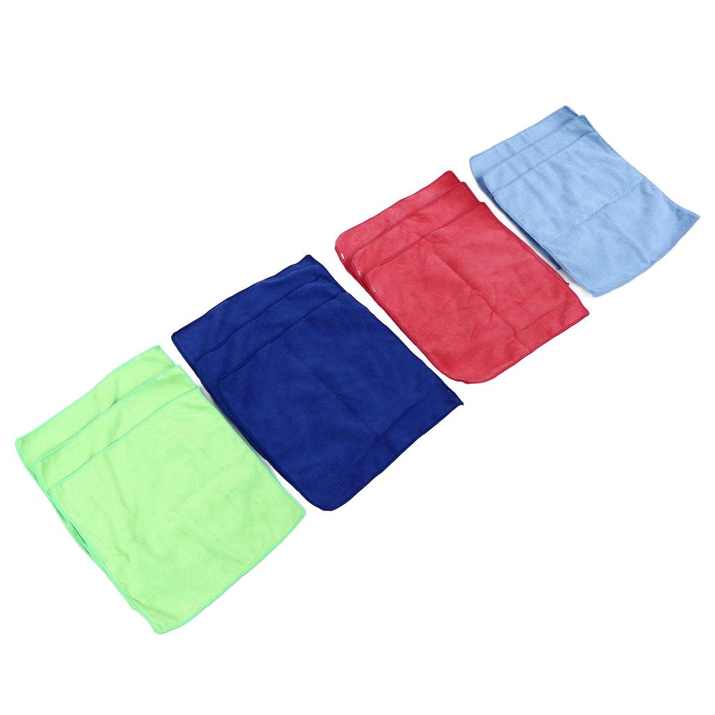 12pcs Cleaning Cloth 4 Different Colors Strong Water Absorption Reusable Microfiber Towels for
