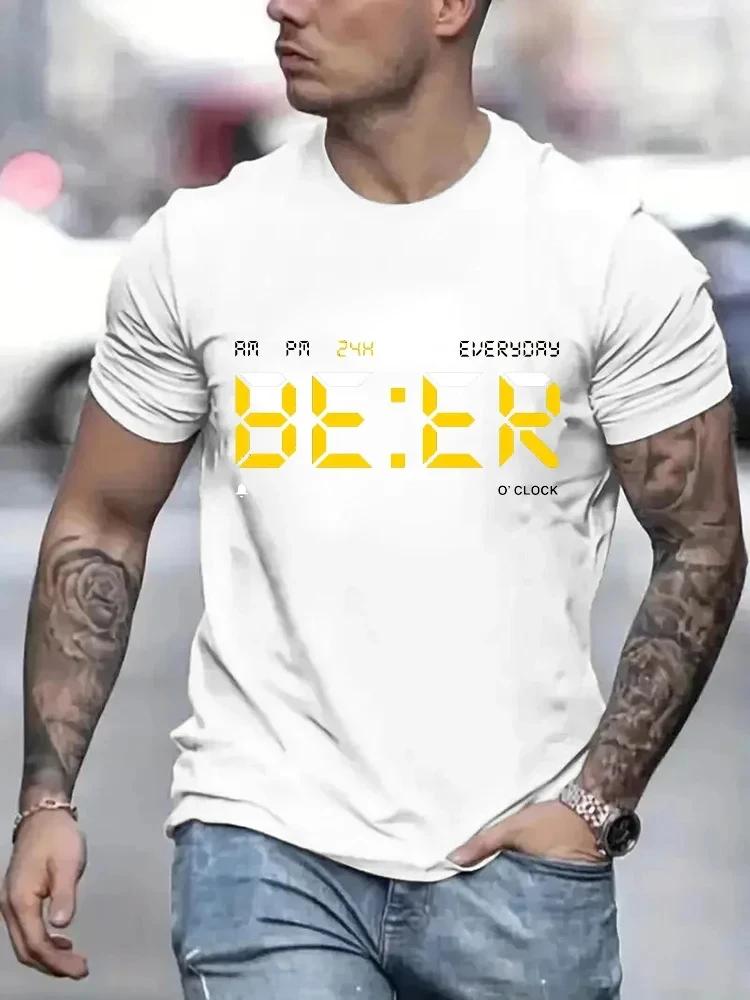 It Is Beer Time T Shirt for Men Vintage T-Shirt O- Neck Classic Man Clothes Oversize Tops Fashion Harajuku Mens Summer Clothing