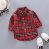 Chemise à carreaux à manches longues boutonnée pour enfants, garçons et filles, printemps, automne