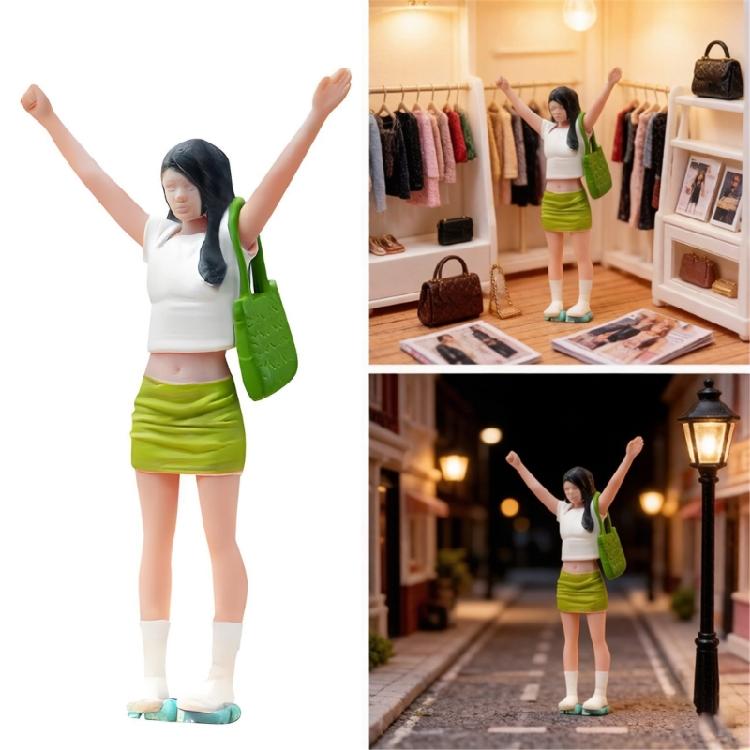 Realistic Skirt Girl Figure Model 1:64 Scale Hand Painted Miniature Figures for Dioramas Props,Photography Collector