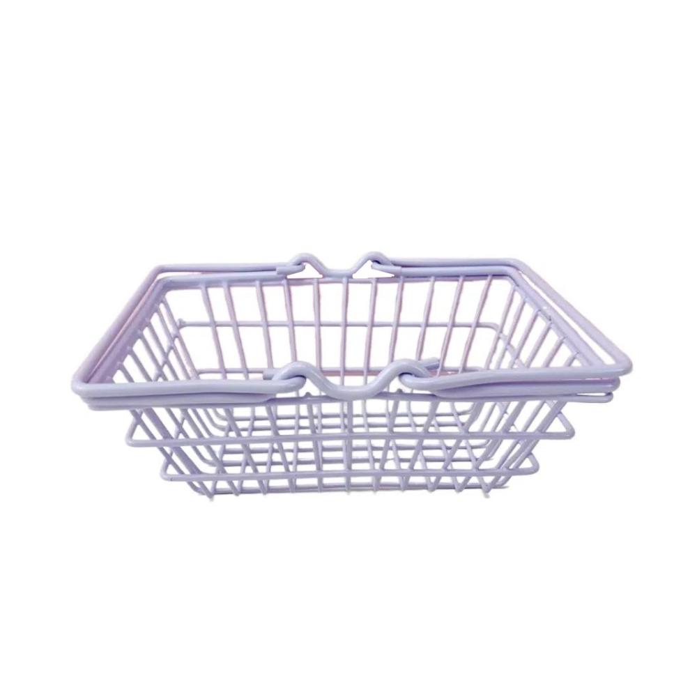 Metal Shopping Cart Storage Model Toy Trolley Container Portable Desktop Stationery Holder Desktop