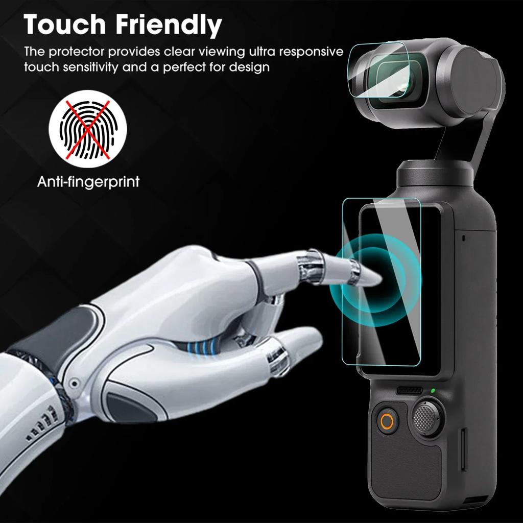 For DJI OSMO Pocket 3 Screen Protectors & Camera Lens Tempered Glass Films 9H Hardness Full Coverage Protective Film for DJI