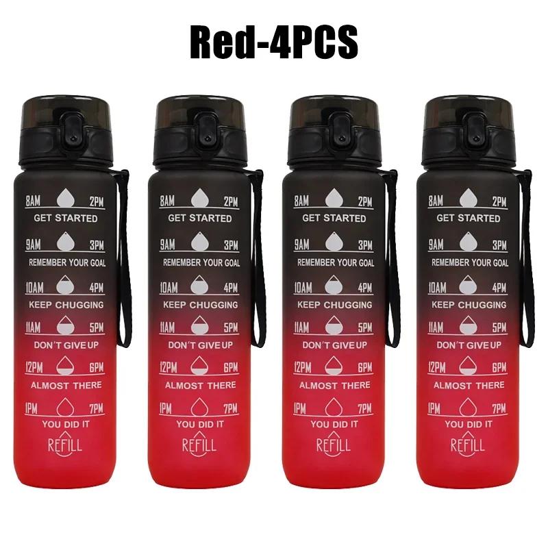 1L Water Bottle with Time Marker- Leak-Proof & BPA Free Reusable Gym Water Bottle for Fitness, Sports, Outdoor, Cycling, School