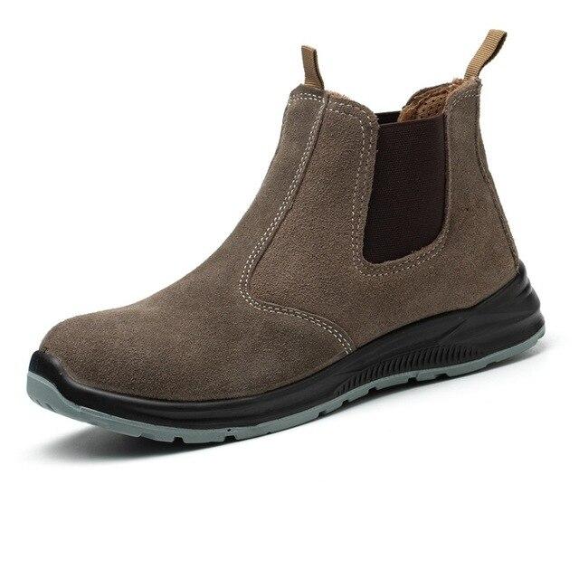 Flip Cowhide Labor Protection Shoes Anti Hit Anti Puncture Site Safety Shoes Spot High Top Work Shoes Welding Protective Boots