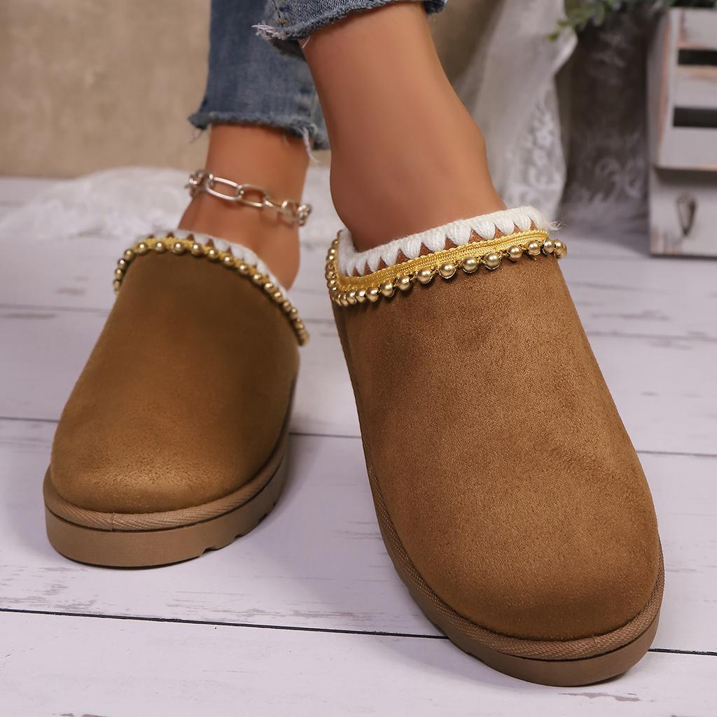 Fashion Platform Fluffy Slippers Women House Flats Fashion Plush Women Shoes Winter Designer Shoes Ladies Large Size Home Slides Women