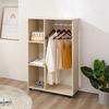 Wardrobe Clothes Rack Mobile Storage Cabinet Particle Board Light Oak Color
