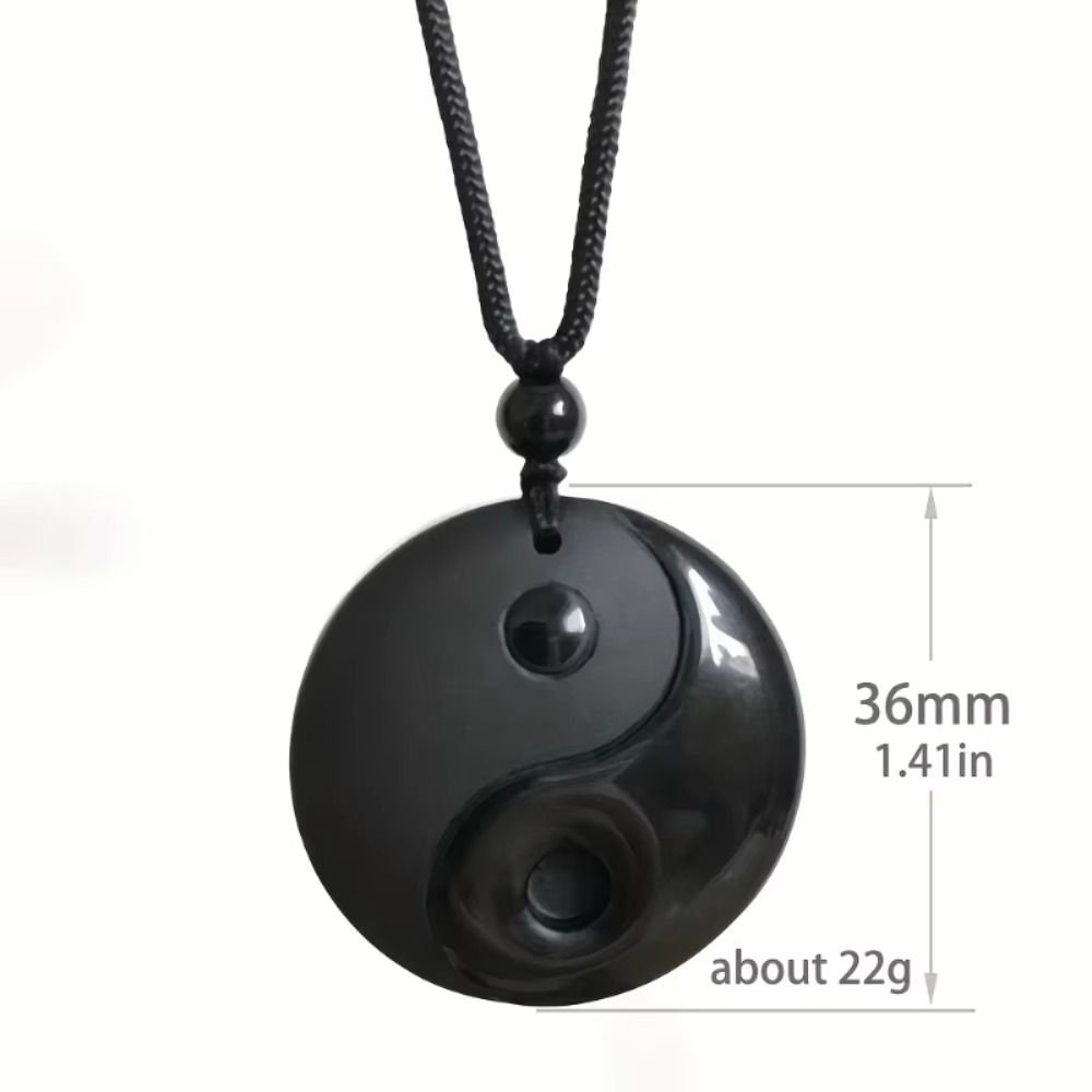 Černý přívěsek Tai Chi Denní nošení Obsidiánový náhrdelník Módní náhrdelník Yin Yang Sváteční dárek