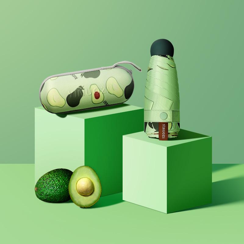 Cute Mini Five-Fold Umbrella Fruit Capsule Sun Womens Umbrella Sun Protection Uv Protection Sunshade Folding Sun Parasol