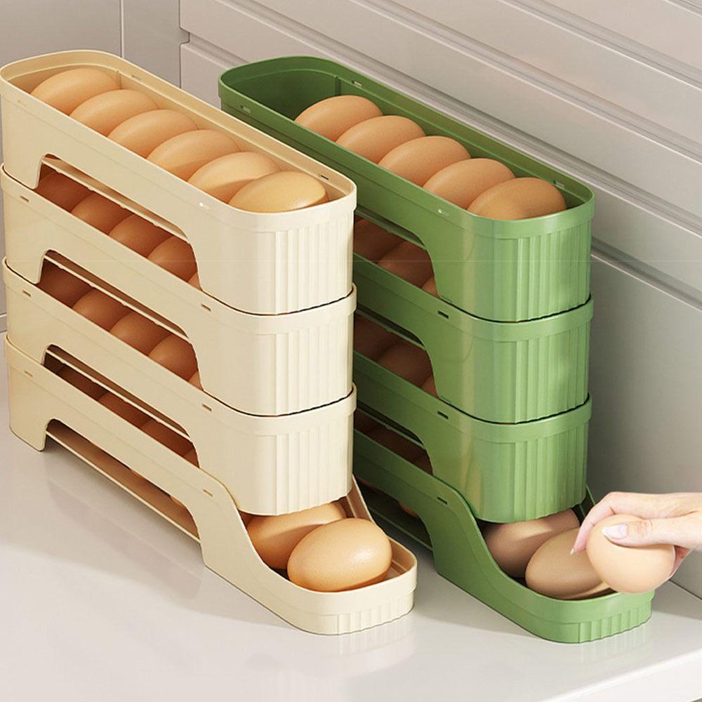 Large Capacity Automatic Egg Roller Space Saving Refrigerator Egg Storage Box Household