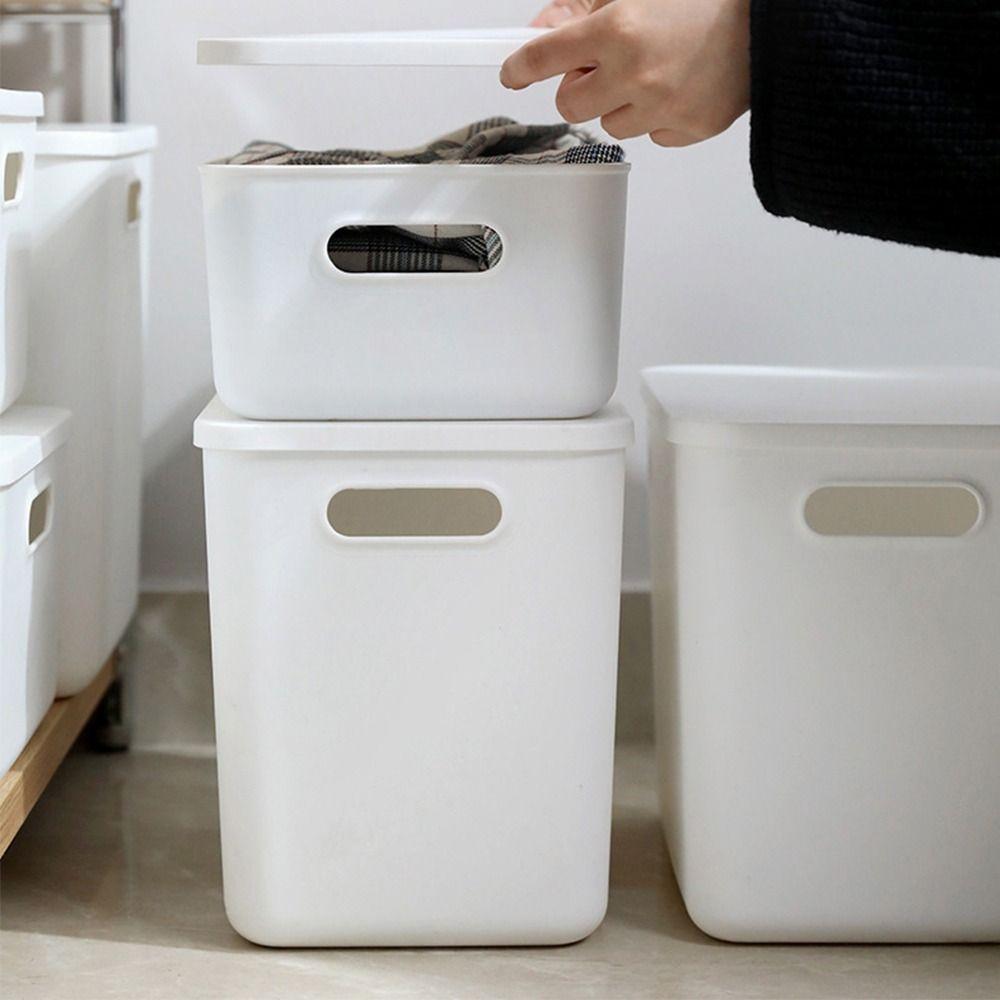 Neue stapelbare Aufbewahrungsbox mit Deckel, Kunststoff, Praktische Tisch-Organizer-Box, Solider Behälter für Zuhause, Schlafzimmer