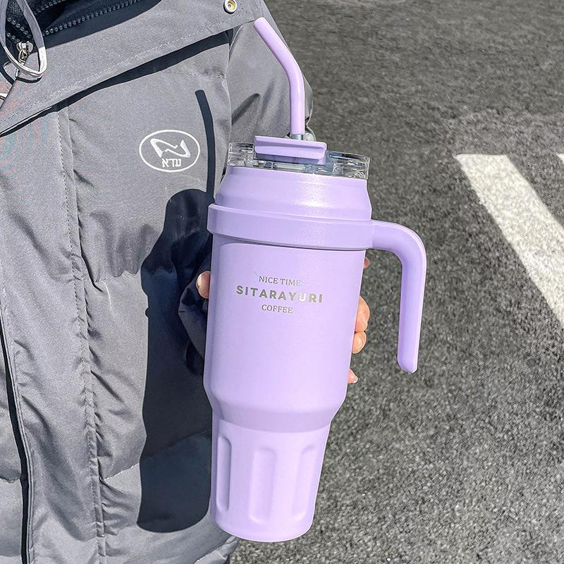 Large Capacity Straw Thermos Cup for Girls & Boys - Perfect for Outdoor Sports, Office, and Travel