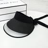 Sunscreen hat women's summer empty top hat straw braided splicing bow sunshade purple line travel no top sun hat