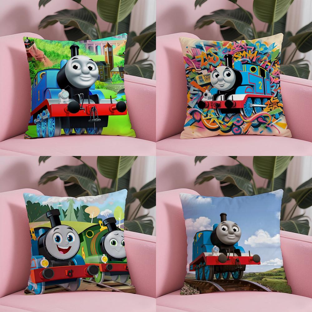 T-Thomas The Train Pillow Case Soft Plush Fabric Double-Sided Printed Cushion Cover Warm Winter Sofa Pillow Case