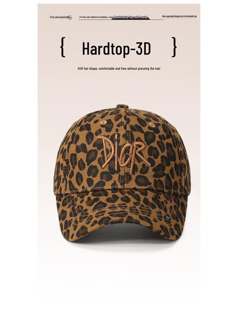 Korean Style Women's Distressed Leopard Print Duckbill Baseball Cap - Sun Hat for Outings