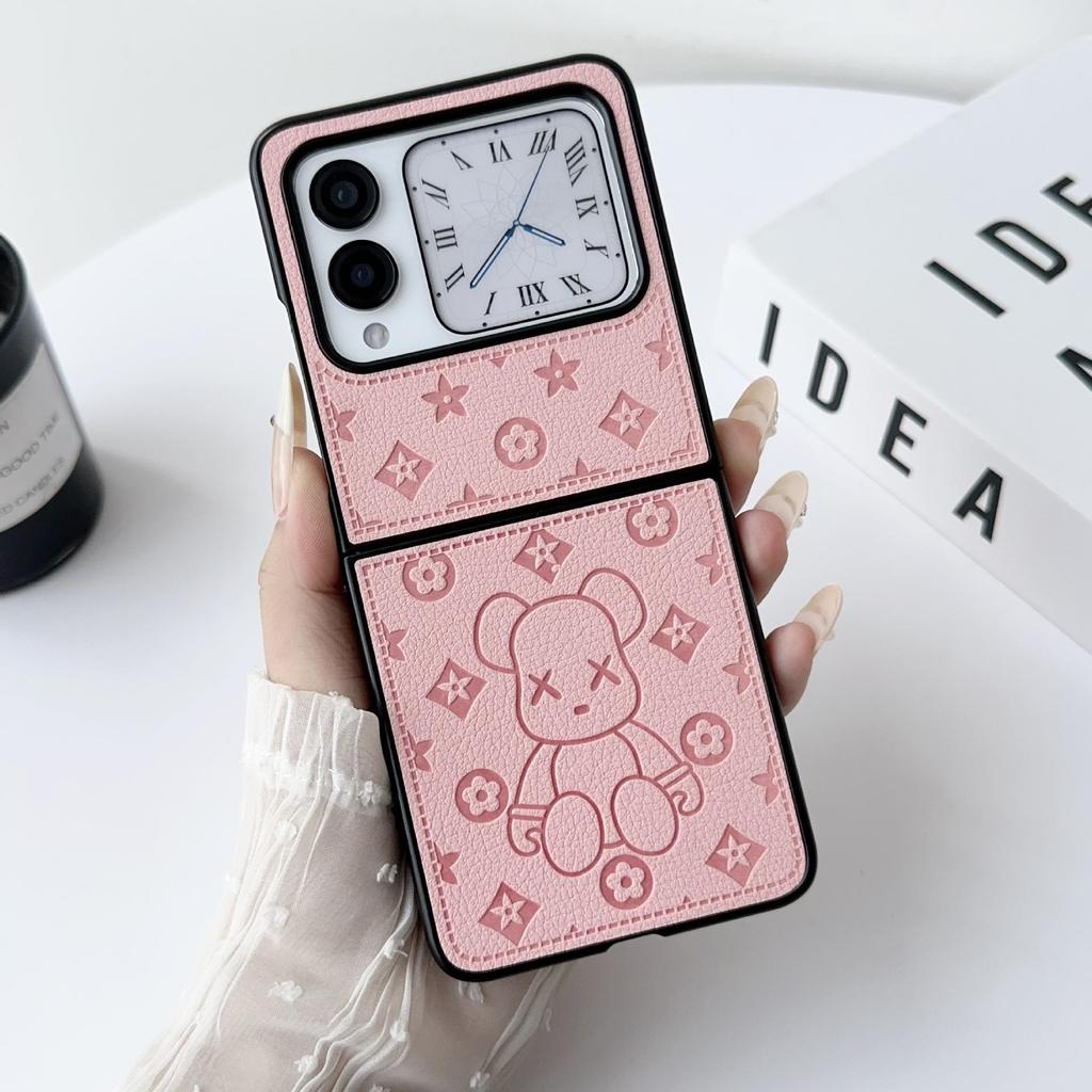 Huawei Nora Flip Foldable Case: Simple Protective Cover with Cartoon Brown Bear Design