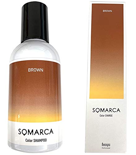 Hoyu Somaruka Color Shampoo, Коричневый, 150 мл + Color Charge (Обработка цвета), Коричневый, 130 г, Ассорти (2 бутылки)
