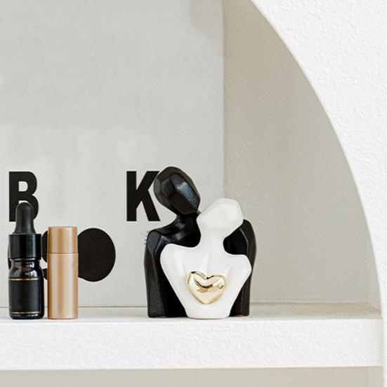 Romantische Paarskulptur Keramik Abstrakte Verliebte Figuren für Schlafzimmer TV-Schrank Heimregal Dekoration Hochzeit Valentinstag Jahrestag