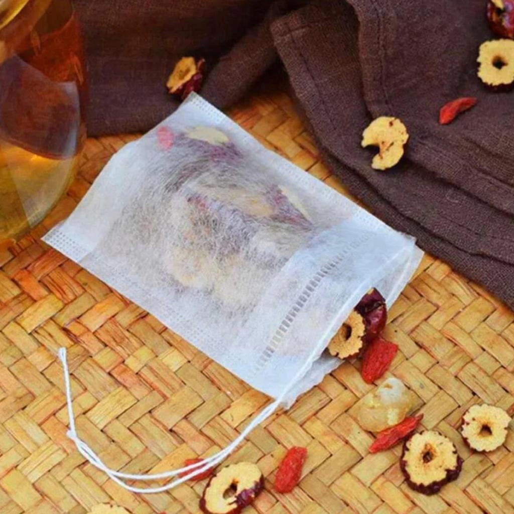 Tea Filter Bag 100Pcs Non-Woven Fabric Odorless Multipurpose Fine Mesh with Drawstring Design for Loose Leaf Tea Home Office