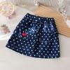 Summer Polka Dot Denim Short Skirt for Girls Summer Half Length Skirt Fashionable Skirt for Baby Girls