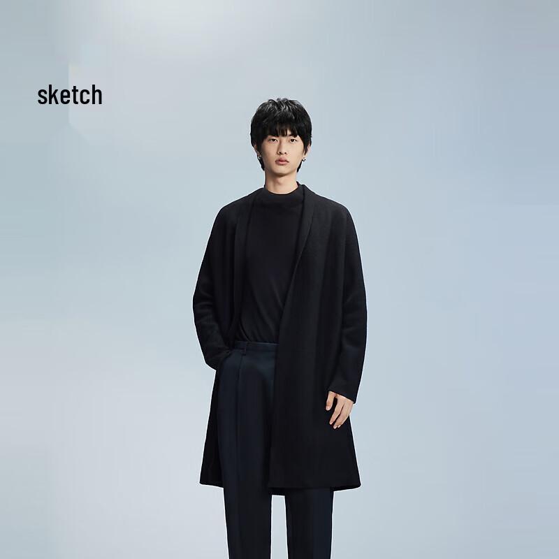 Pull en laine à col montant et manches longues coupe slim pour homme CROQUIS Automne 2024