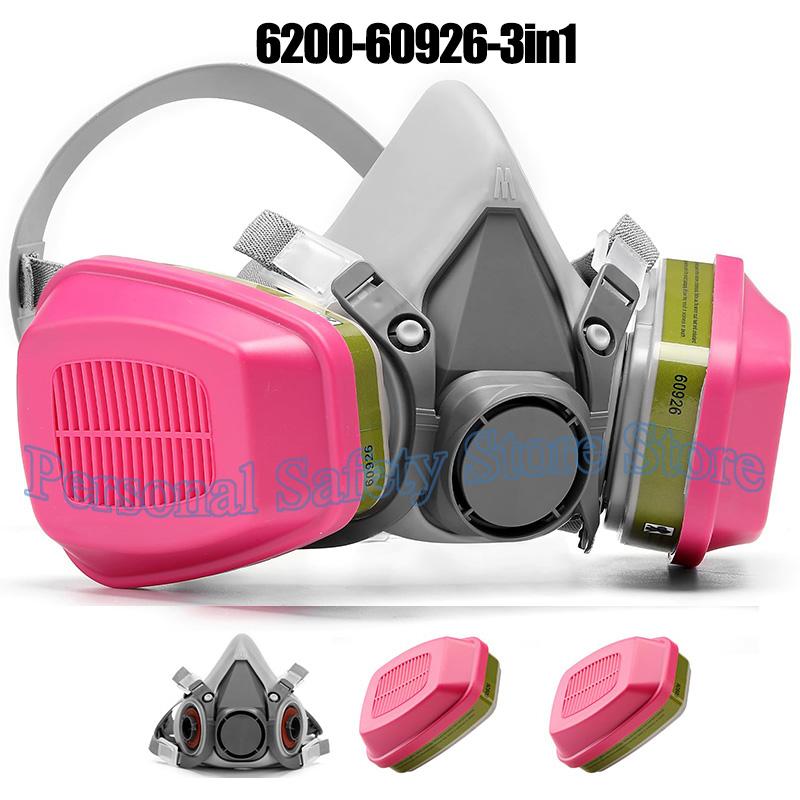 Maschera Respiratoria 6200 per Respiratore Facciale Semimaschera Chimica con Filtro 60923 per Vapori Organici Polvere di Resina Epossidica Pittura