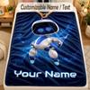 Flannel BlanketAstro Bot Custom Name Text Personalized Soft Warm Throw Blanket Home Decor Gift