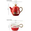 Gold handle Teaware Sets Santa Claus Elk Ceramic Teapot Teacups Set with Gift Box Christmas Coffee Cup Party Decor XMAS Gifts