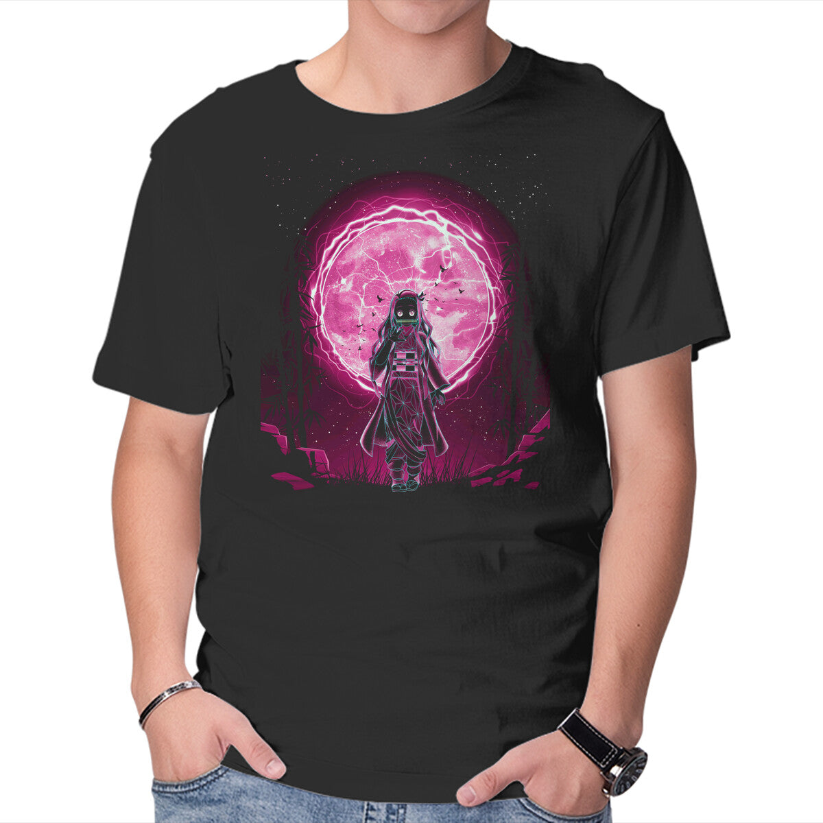 Unisex Crew Neck T-Shirt Kimetsu No Yaiba Nezuko Graphic Short Sleeve Casual Tee XL