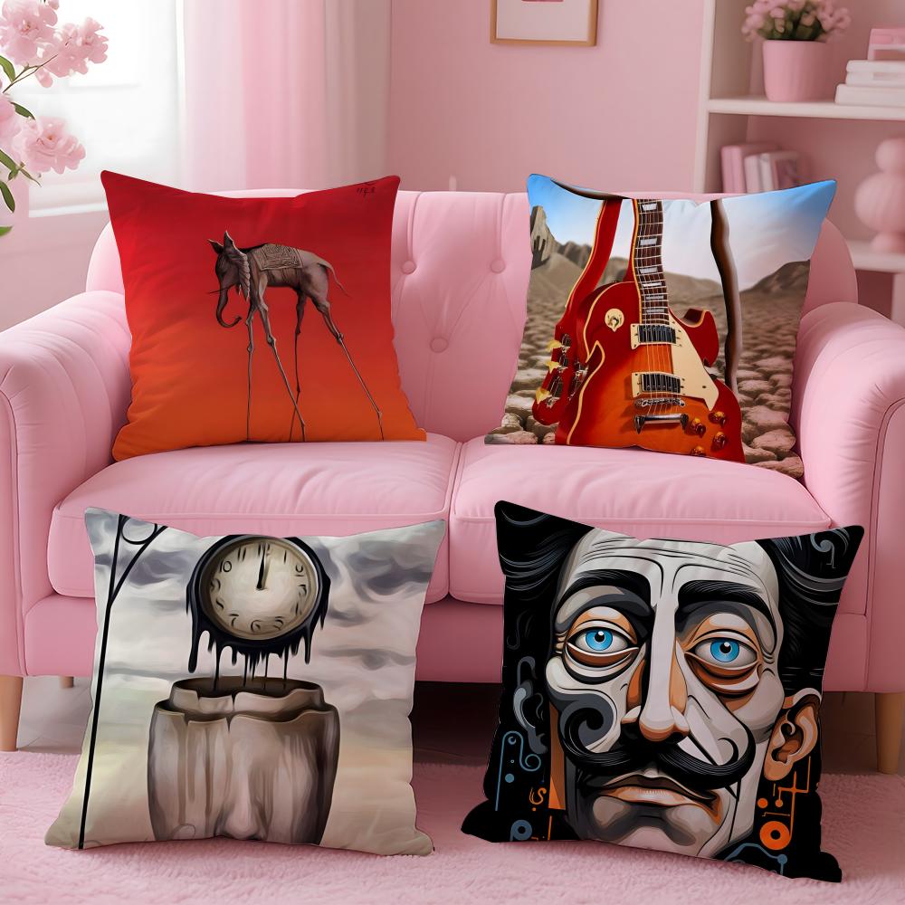 Pokrowiec na poduszkę S-Salvador D-Dali Art Pluszowy Materiał Miękki Dwustronnie Drukowany Sofa Ciepły Zimowy Domowy Prezent Pokrowiec na Poduszkę
