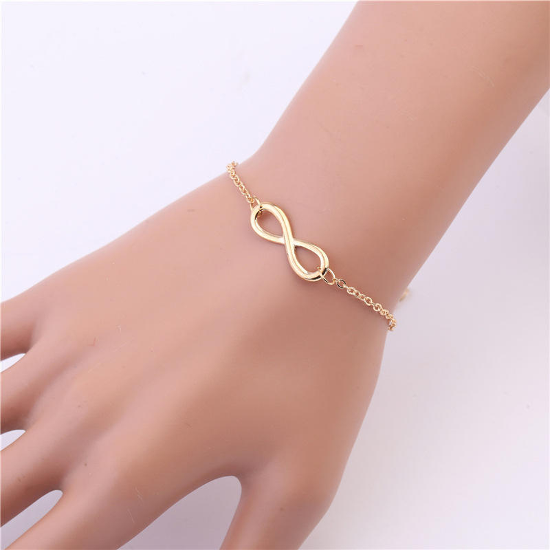 L040 Minimalist Punk Vintage Bijoux Fashion Charm Infinity 8 Bracelets For Women Gift Men Chain Tiny Bangles Cheap Jewelry