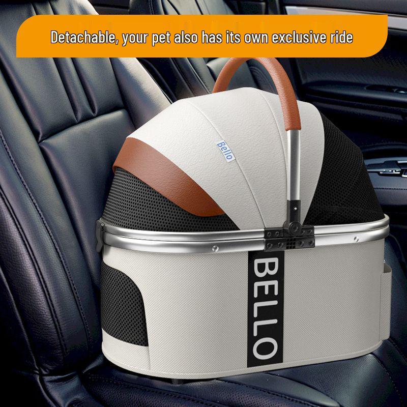 Bello Aluminum Drawbar Pet Stroller: Foldable Travel Bag for Cats and Dogs