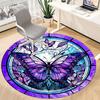 1pc Butterfly Stained Glass Carpet for Office Non-Slip, Round Carpet, Soft & Comfortable, Carpet for Office, Lightweight Round Floor Mat