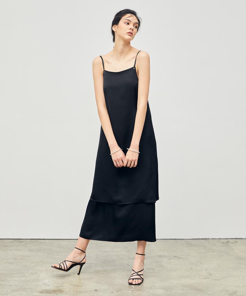 ONNE Tiered Slip Long Dress Black