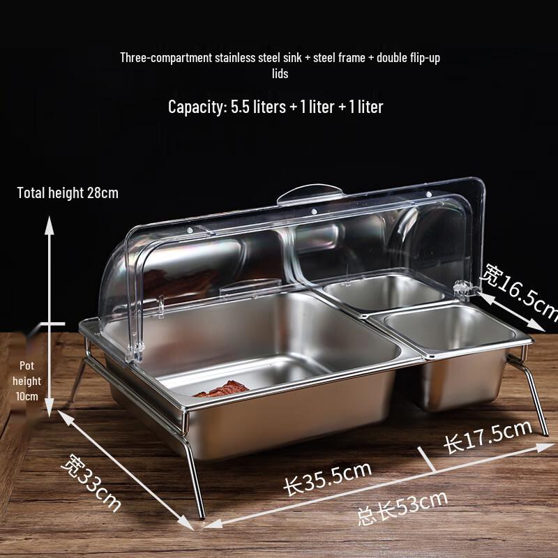 Stainless Steel Buffet Food Display Basin with Flip Lid