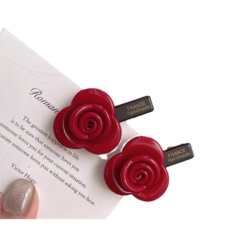 Rose Flower Acetic Acid Hair Clip AtmosphereSide Bangs ClipGirlish Side Clip Broken HairDuckbeak Clip Hair Accessory