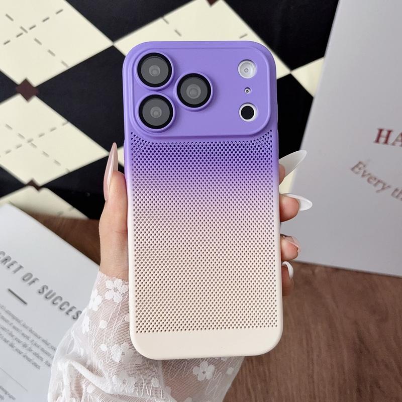 Gradient Heat Dissipation Case For iPhone 17 Pro Max 16 15 14 13 Pro Max Lens Protector Shockproof Hard PC Matte Back Cover
