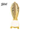 Soft Light Shadow Decor Faux Crystal Ball with Gold Leaf Stand Metal Statue